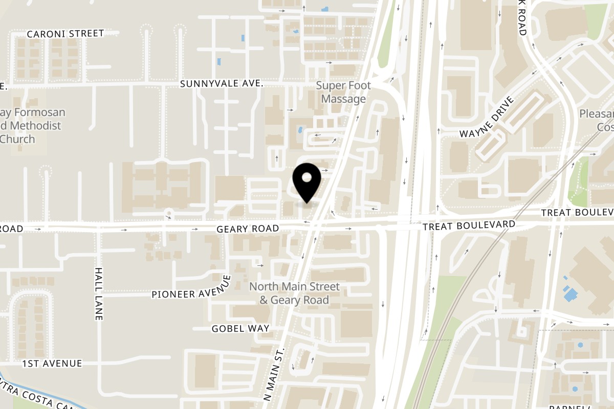 Map showing the location of Manakish Oven & Grill Manakish Oven & Grill on 2905 N Main St in Walnut Creek